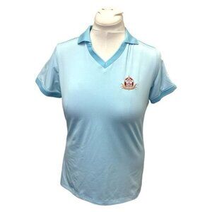 FootJoy Women’s Short Sleeve V Neck Golf Shirt, Blue, size M